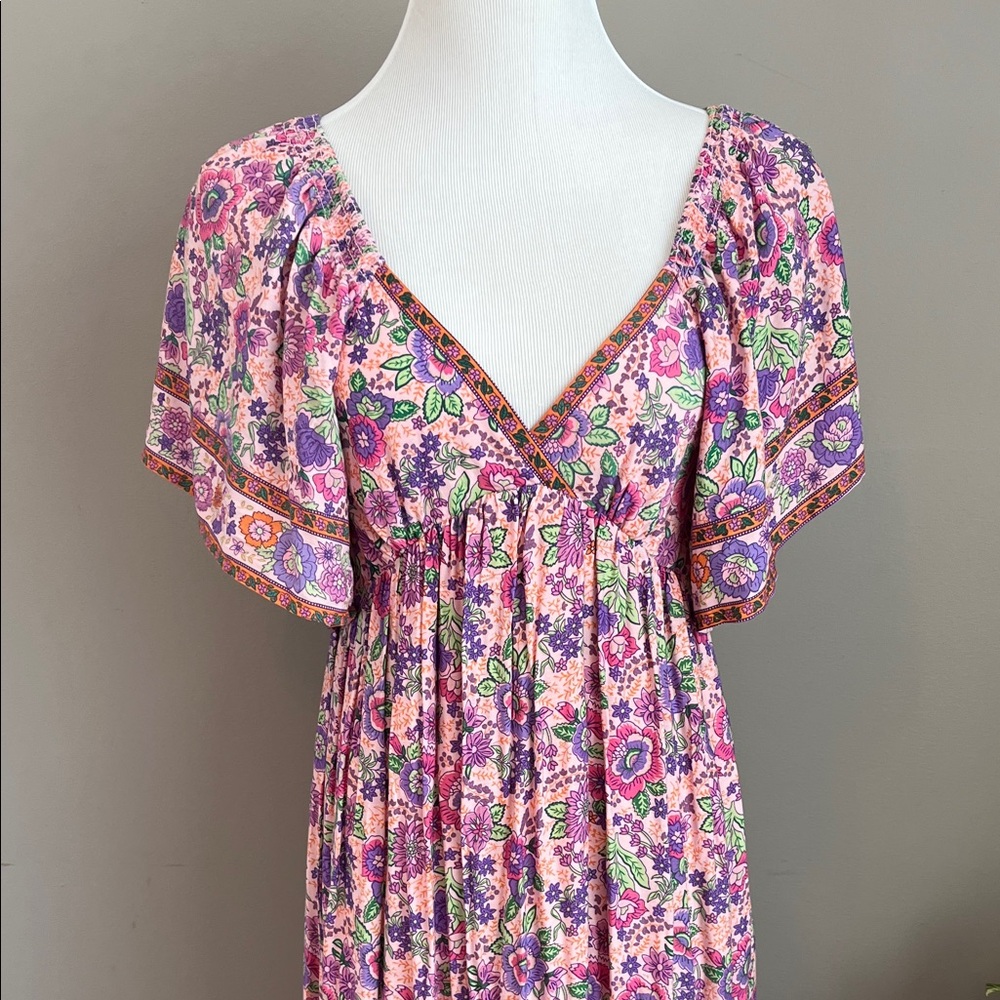 In loom Floral Pink Maxi Dress Medium Bump Friendly - Picture 2 of 10